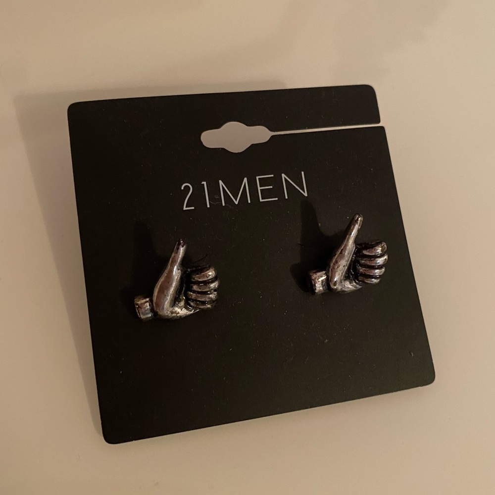 Silver Thumbs Up Hand Earrings
